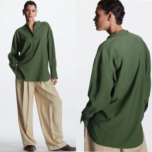 COS Womens Oversized Grandad Collar Blouse - Picture 1 of 12